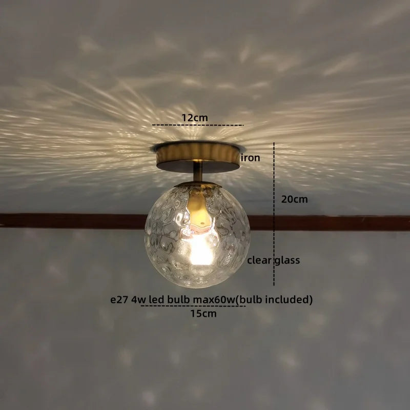 DecorBites™ Amber Glass LED Ceiling Lights Modern Home Lighting Copper Socket
