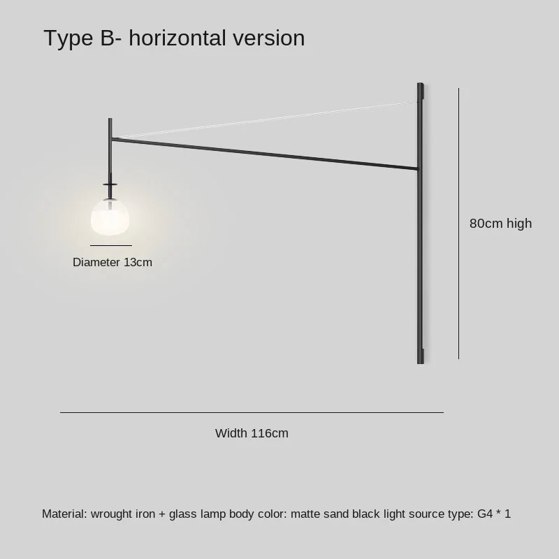 DecorBites™ LED Glass Art Wall Lamp with Long Rocker Arm for Living Room and Studio