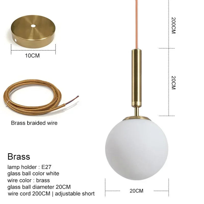 DecorBites™ Glass Ball Pendant Chandeliers for Dining Room Bedroom Lighting