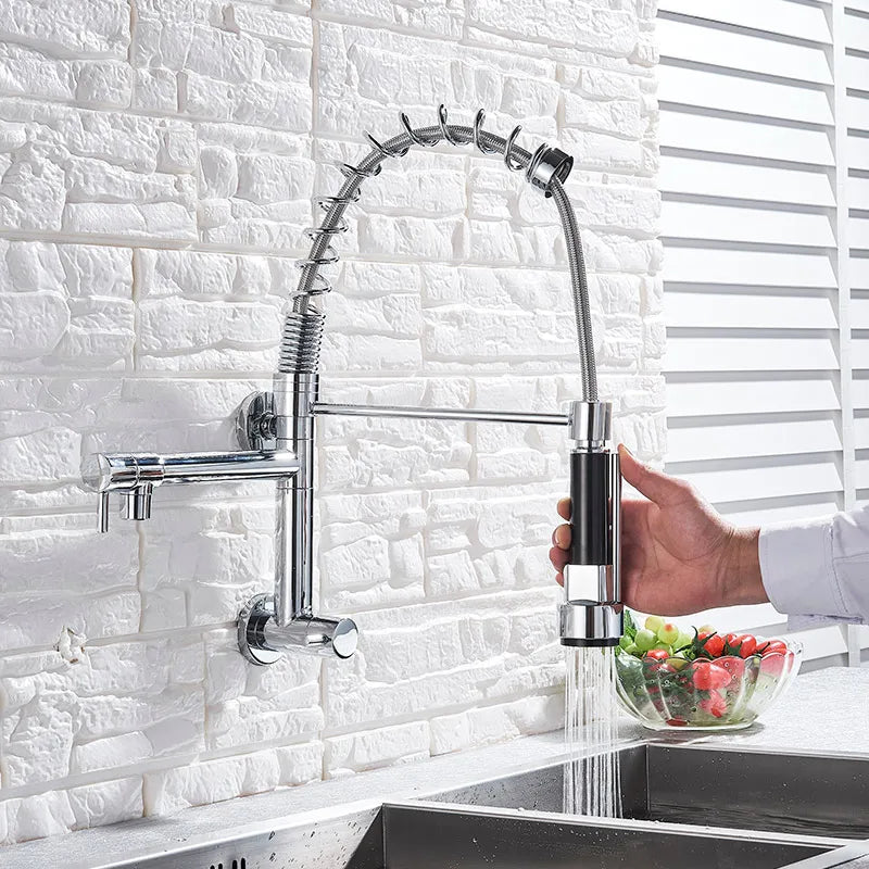 DecorBites™ Dual Spout Kitchen Faucet Swivel Wall Mount 360 Rotation Cold Water Tap