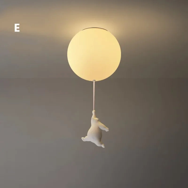 DecorBites™ Bear LED Ceiling Chandelier: Cute PVC Ball Lampshade for Children's Room Decor
