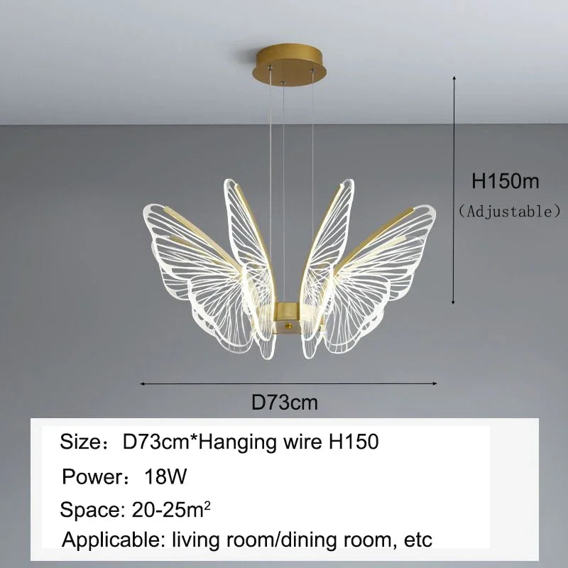 DecorBites™ LED Butterfly Ceiling Chandelier - Luxury Pendant Light for Bedroom, Living & Dining Room