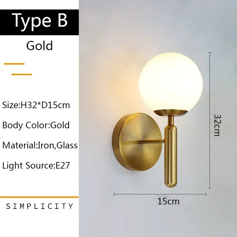 DecorBites™ Glass Ball LED Wall Lamp for Bedroom and Living Room