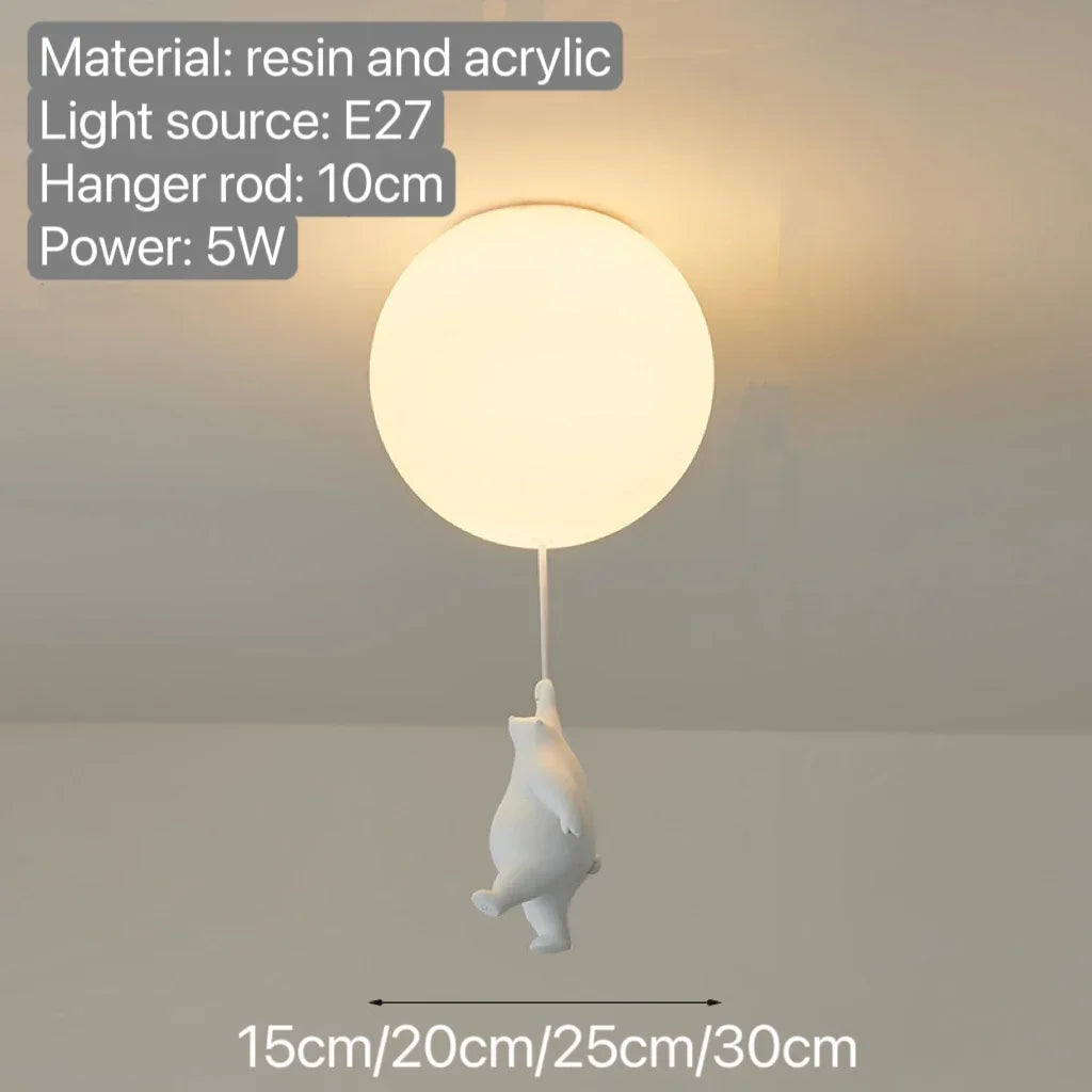 DecorBites™ Bear Pendant Light: Kids Bedroom Chandelier LED Balloon Ceiling Lamp