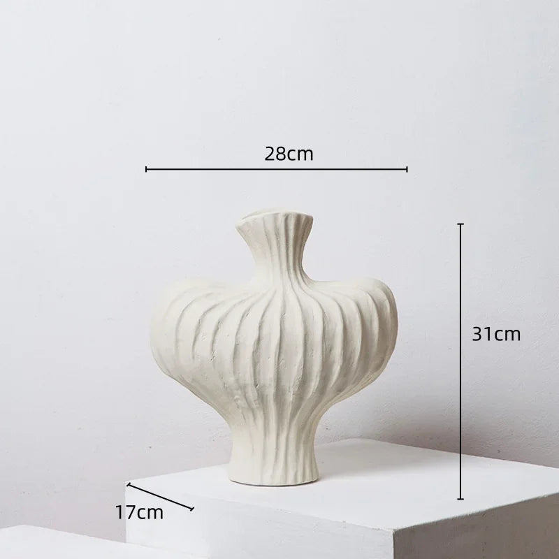 DecorBites™ Fringe Heterophore Vase - Handcrafted Porcelain Floral Arrangement Ornament