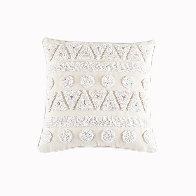 DecorBites™ Cotton Tassels White Cushion Covers 45x45/30x50cm - Square Geometry Pillowcase