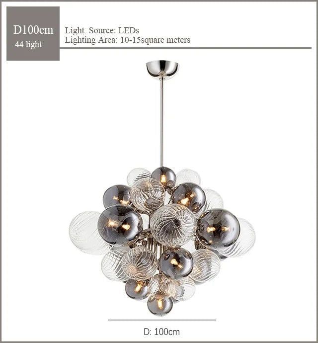 DecorBites™ Glass Globe LED Chandelier Pendant Light for Nordic Luxury Living Room