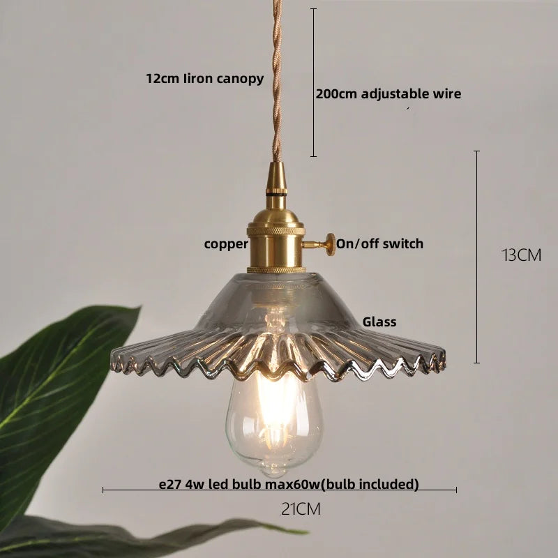 DecorBites™ Green Glass LED Pendant Light: Nordic Modern Hanging Lamp for Bedroom Dining Room