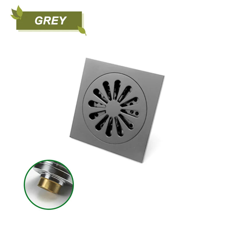 DecorBites™ Brass Square Shower Floor Drain for Kitchen and Bathroom, Insect-proof and Odor-proof