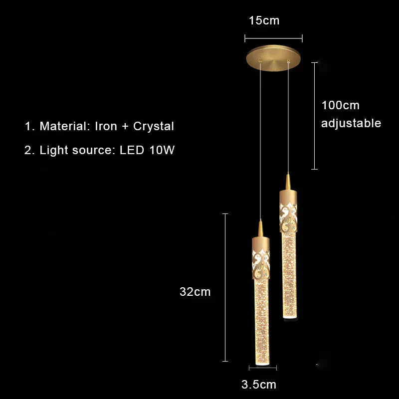 DecorBites™ Bubbles Crystal Pendant Light: Nordic Modern Hanging Lamp for Bedroom & Living Room