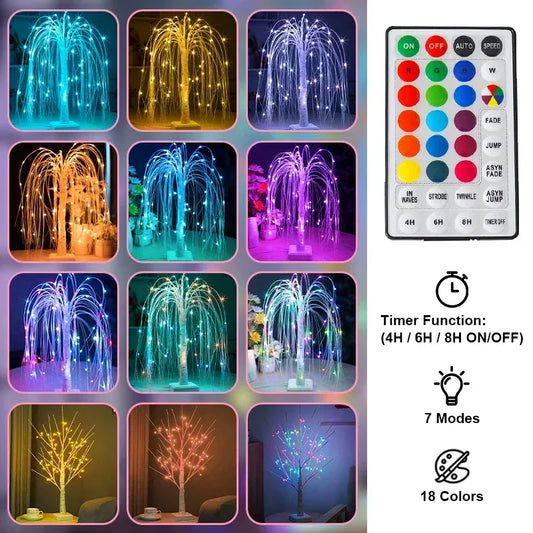 DecorBites™ Colorful Willow Tree Lights with 7 Modes Remote Control for Parties, Holidays & Gifts