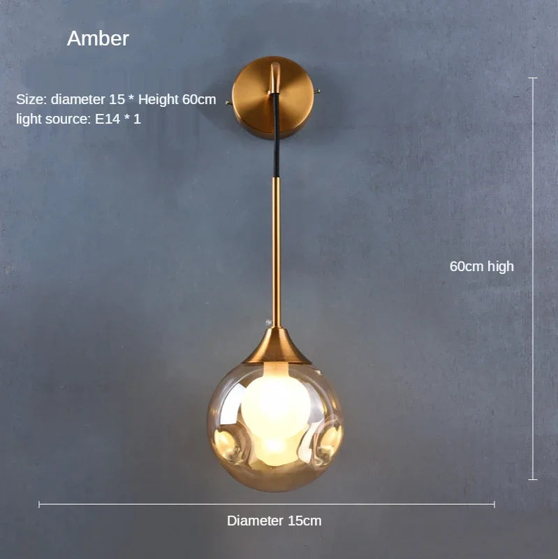 DecorBites™ Glass Ball Gold Wall Lamp Modern Sconce Nordic Light Fixture for Living Bedroom