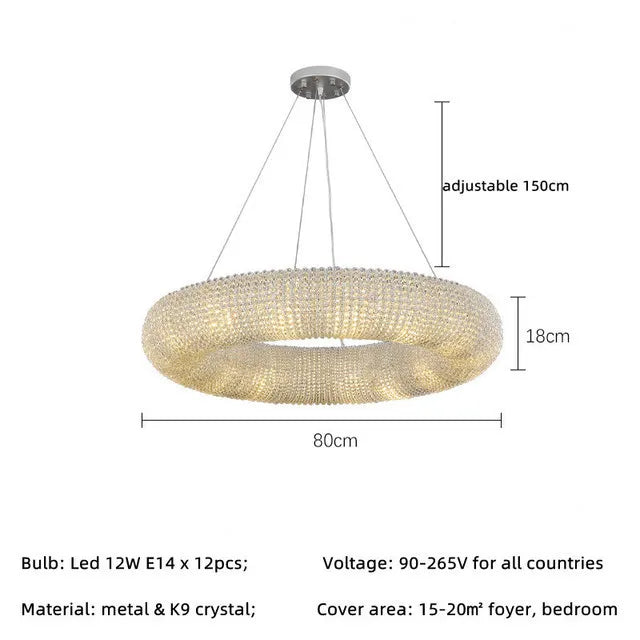 DecorBites™ Crystal Loft Chandelier: Modern Luxury LED Pendant Light for Living Room Decor