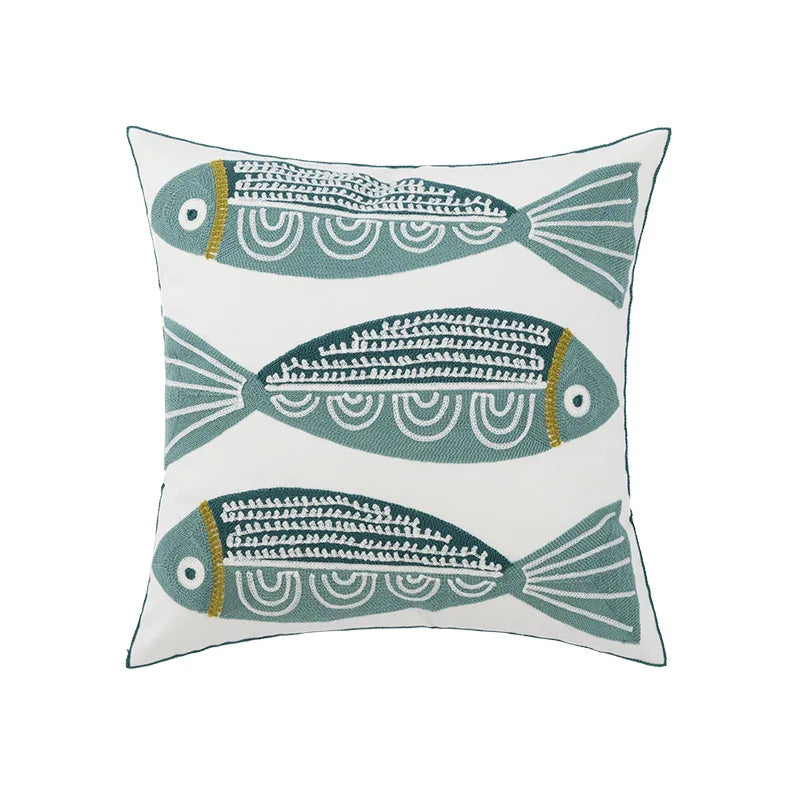 DecorBites™ Daisy Home Floral Geometric Embroidery Pillow Cover 45x45cm/30x50cm Yellow Blue