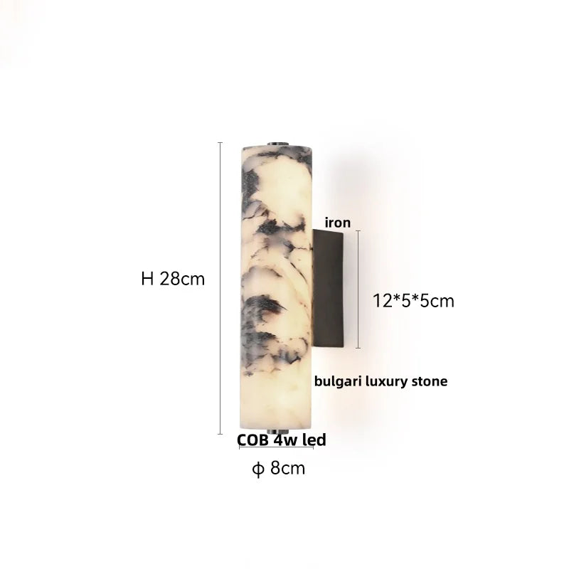 DecorBites™ Carbon Steel LED Wall Lamp Reading Bedside Cafe Luxury Stone Nordic Modern Mirror Light