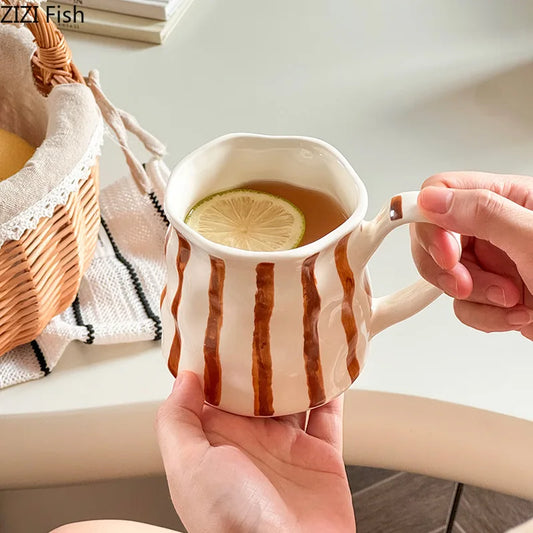 DecorBites™ Colorful Stripes Porcelain Coffee Mug Set