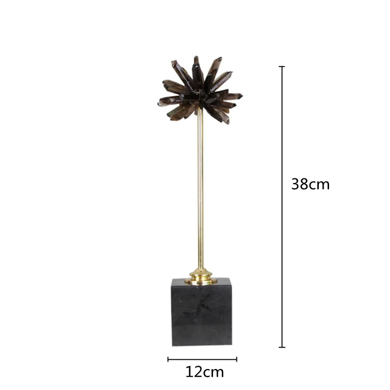 DecorBites™ Crystal Handicraft Artificial Flower Metal Figurine Home Decor Accessory