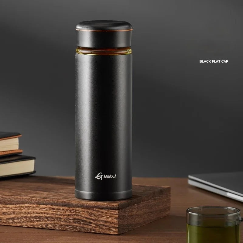 DecorBites™ Glass Thermos Cup Tea Separation Set Vacuum Bottle Stainless Steel Office Business Style