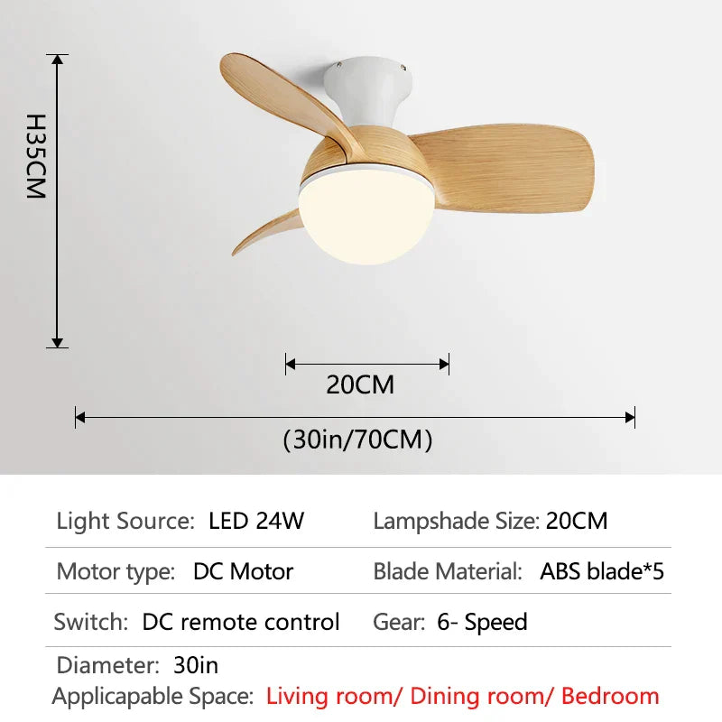 DecorBites™ Bedroom & Study Ceiling Fan Light with Mute Electric Fan Chandelier, 110V 220V