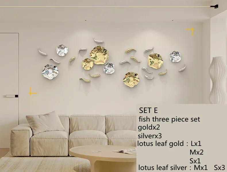 DecorBites™ Carp Fish Lotus Leaf Gold Wall Pendant - Bionics Home Decor