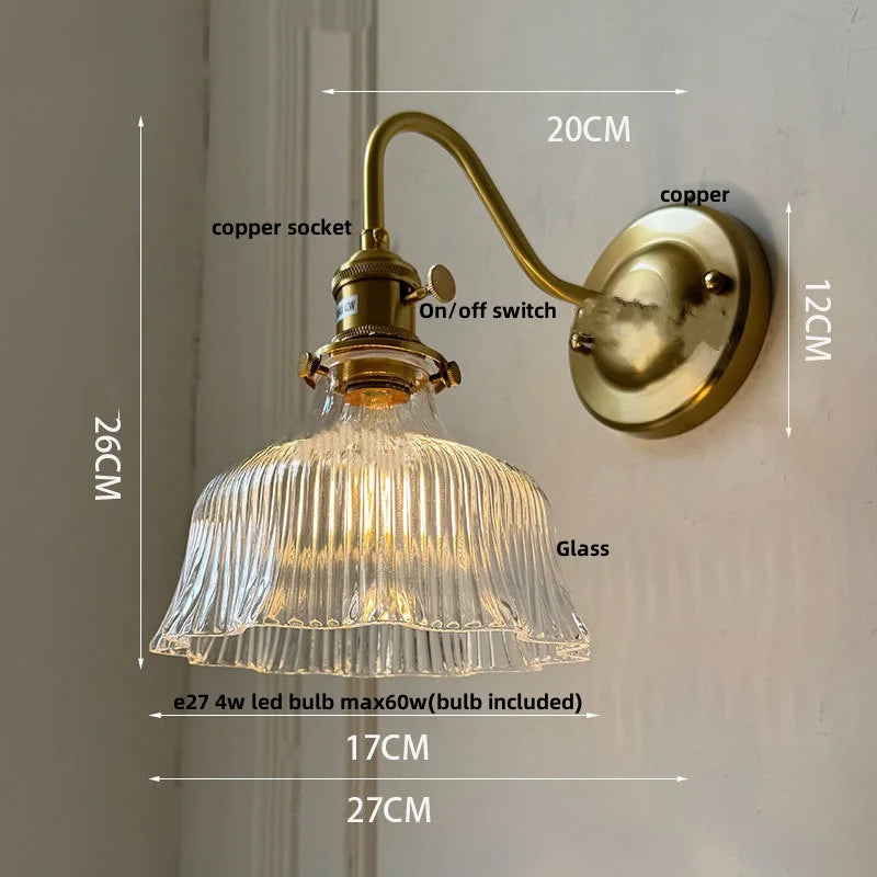 DecorBites™ Clear Glass LED Wall Sconce Nordic Modern Brass Light Fixture Applique Murale