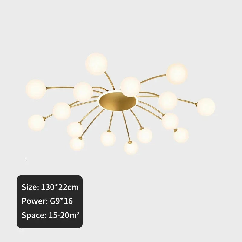 DecorBites™ Ball Glass Ceiling Light in Gold for Living Room, Dining, Bedroom by DecorBites™