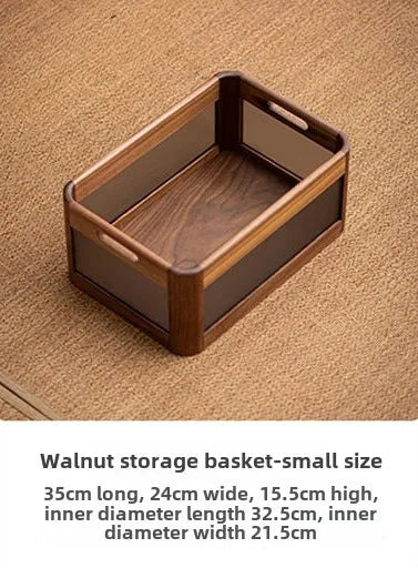 DecorBites™ Black Walnut Wood Desktop Organizer Box - Multi-functional Office & Makeup Case