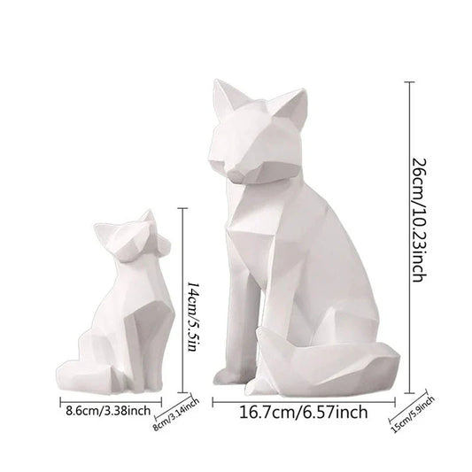 DecorBites™ Geometric Fox Sculpture Modern Home Decor Abstract Ornaments Statues
