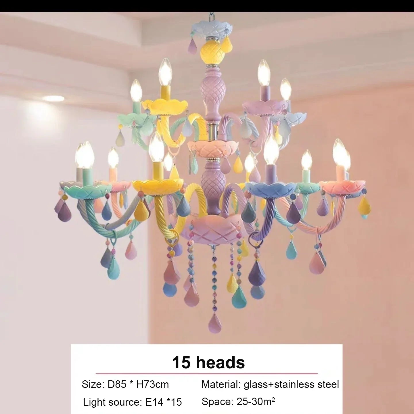 DecorBites™ Crystal Chandelier Modern Macaron Color Children Room Luminaire