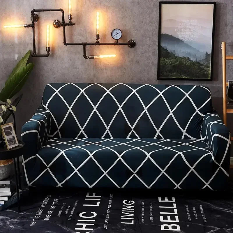 DecorBites™ Colorful Block Sofa Covers: Stretchy Loveseat Sectionals, Couch, Chair Slipcover