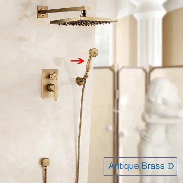 DecorBites™ Black Antique Wall-Mounted Bathroom Rain Shower System