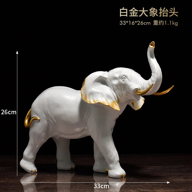 DecorBites™ Elephant Resin Sculpture Ornaments for Modern Living Room Decor
