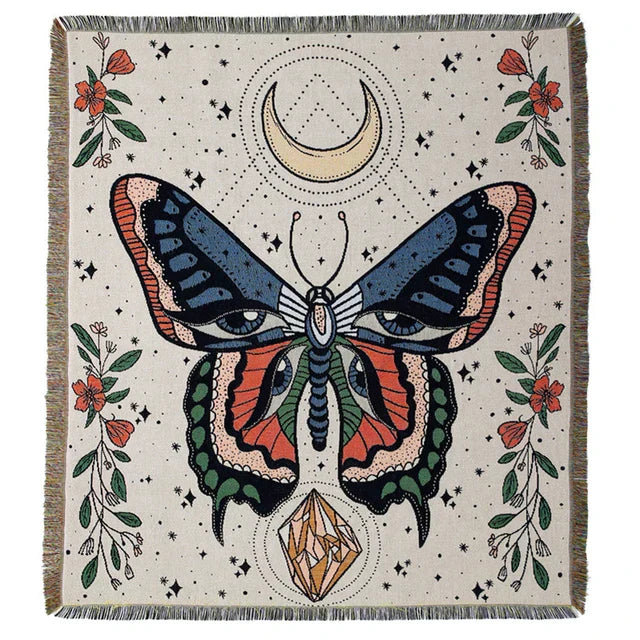 DecorBites™ Boho Floral Cotton Blanket - Soft Bedspread for Beds, Sofa & Living Room