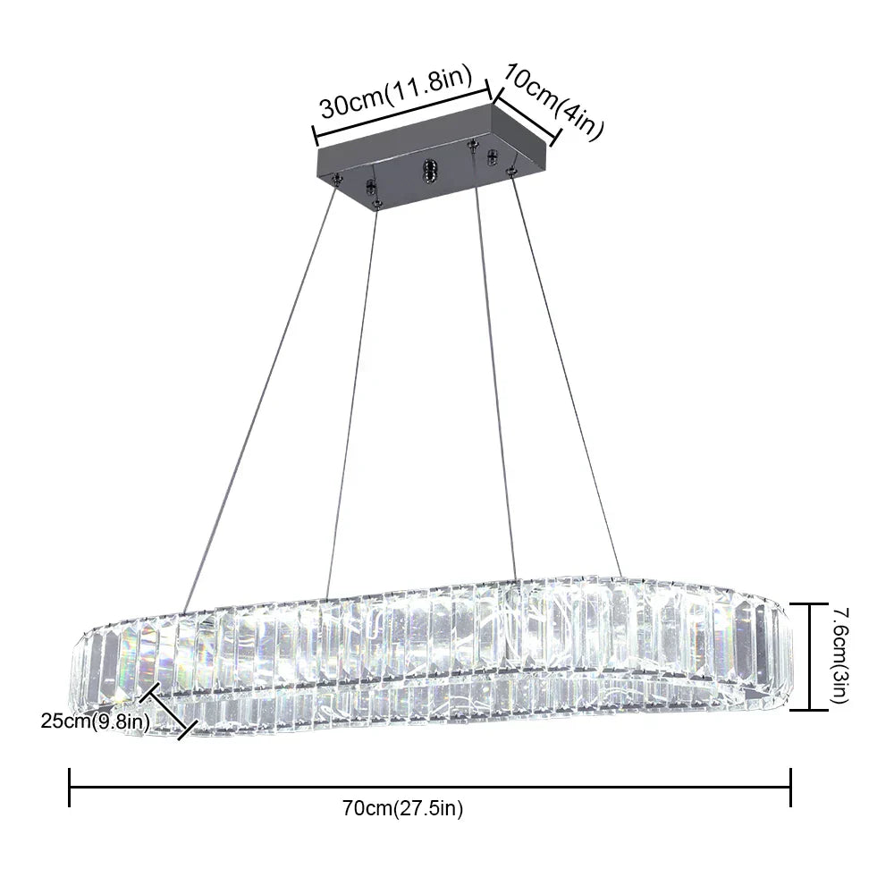 DecorBites™ Crystal Oval LED Chandelier: Nordic Design Pendant Light for Living, Bedroom, Hotel