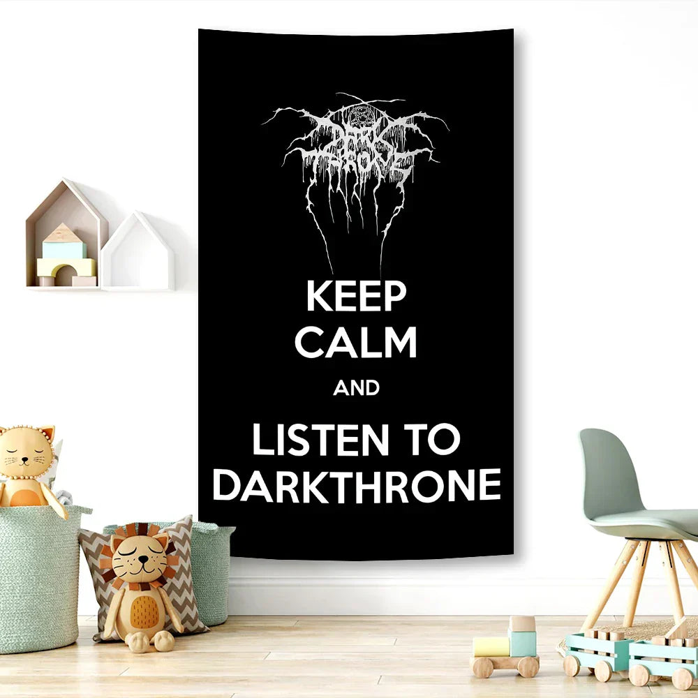 DecorBites™ Black Metal Hippie Hotel Tapestry Flag for Bohemian Bedroom Art