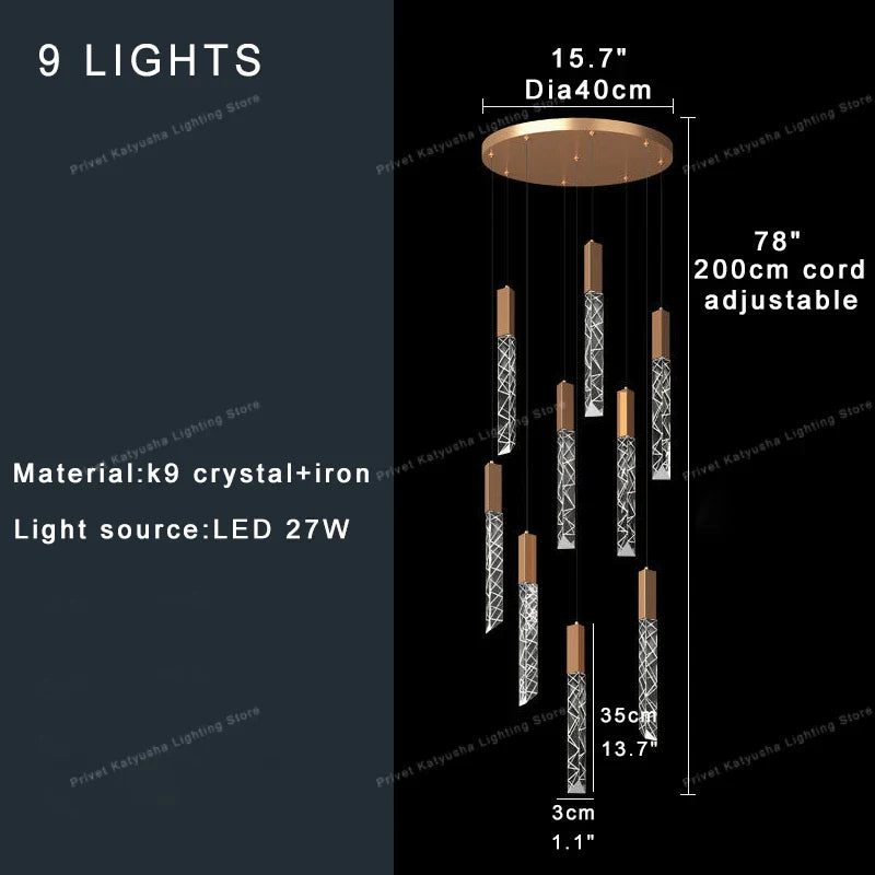 DecorBites™ Crystal Ceiling Pendant Lights - Adjustable, Elegant, Circular Design