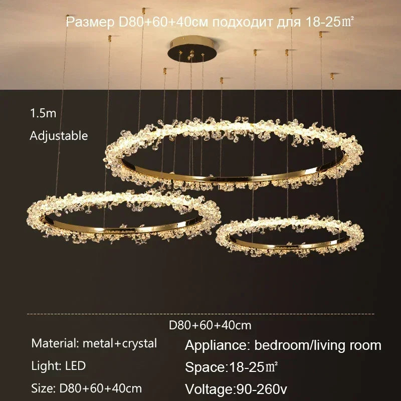 DecorBites™ Crystal Pendant Chandelier Modern Luxury Interior Decoration Lighting