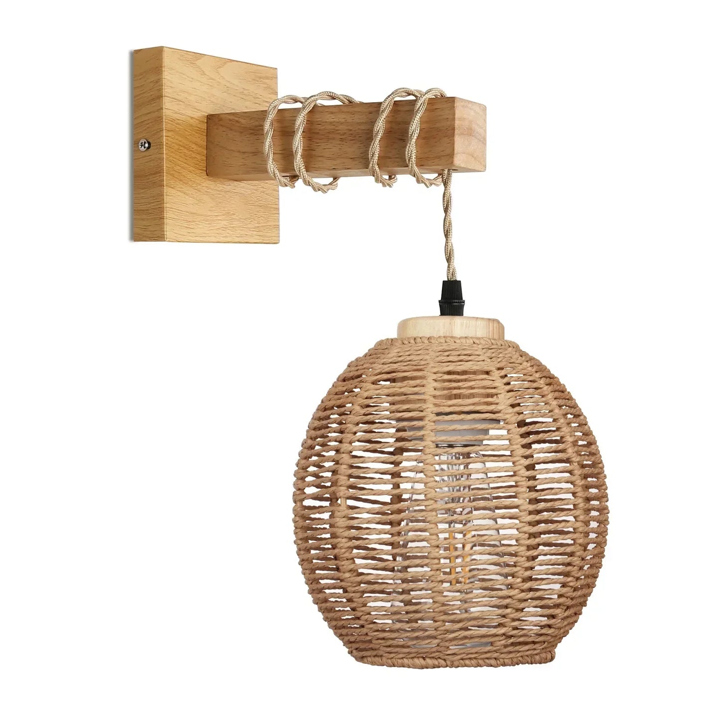 DecorBites™ Bamboo Wicker Wall Lamp E27 Chandeliers Hand-Woven Room Decor Light Fixtures