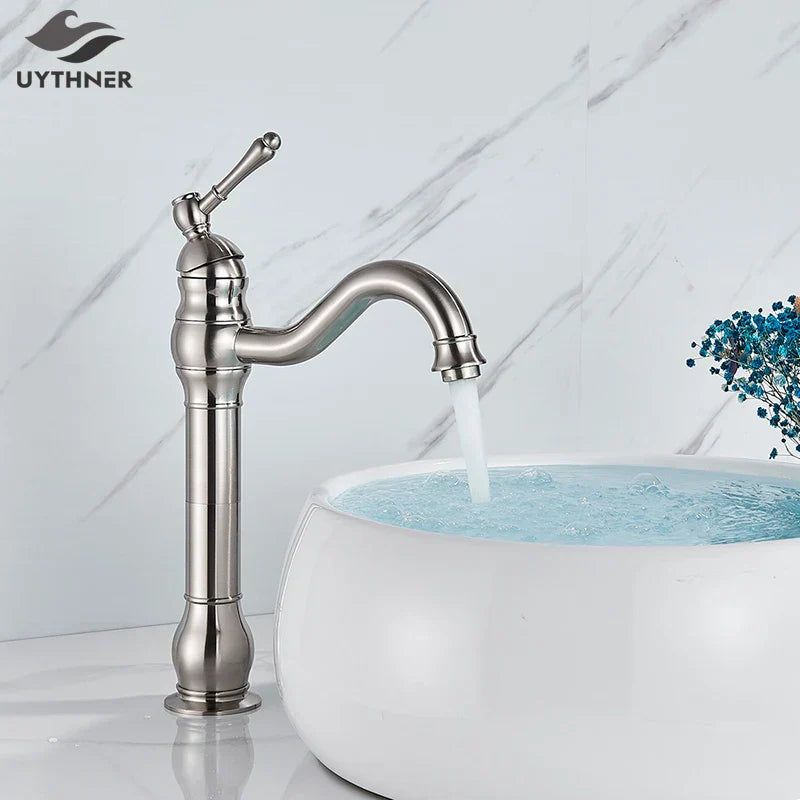DecorBites™ Brushed Nickel Single Handle Bathroom Sink Faucet Swivel Spout Mixer Tap