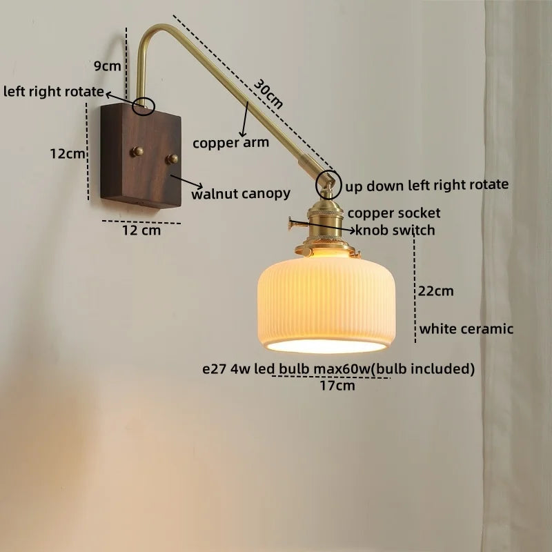 DecorBites™ Copper Ceramic LED Wall Lamps Modern Style for Bedroom Living Room Bar