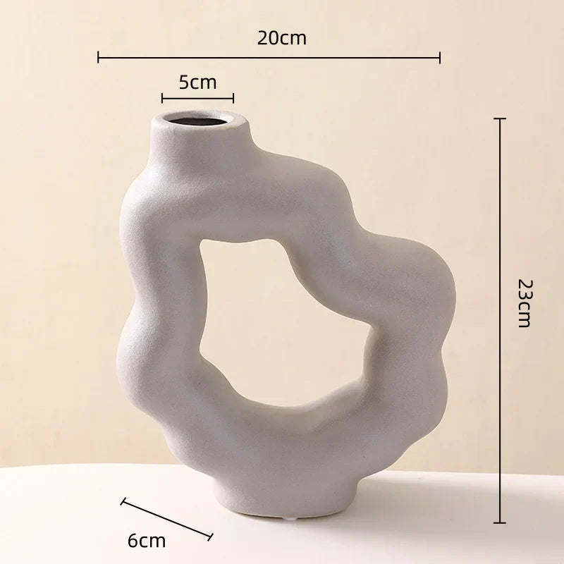 DecorBites™ Geometric Ceramic Flower Vase for Stylish Home Decor & Flower Arrangement