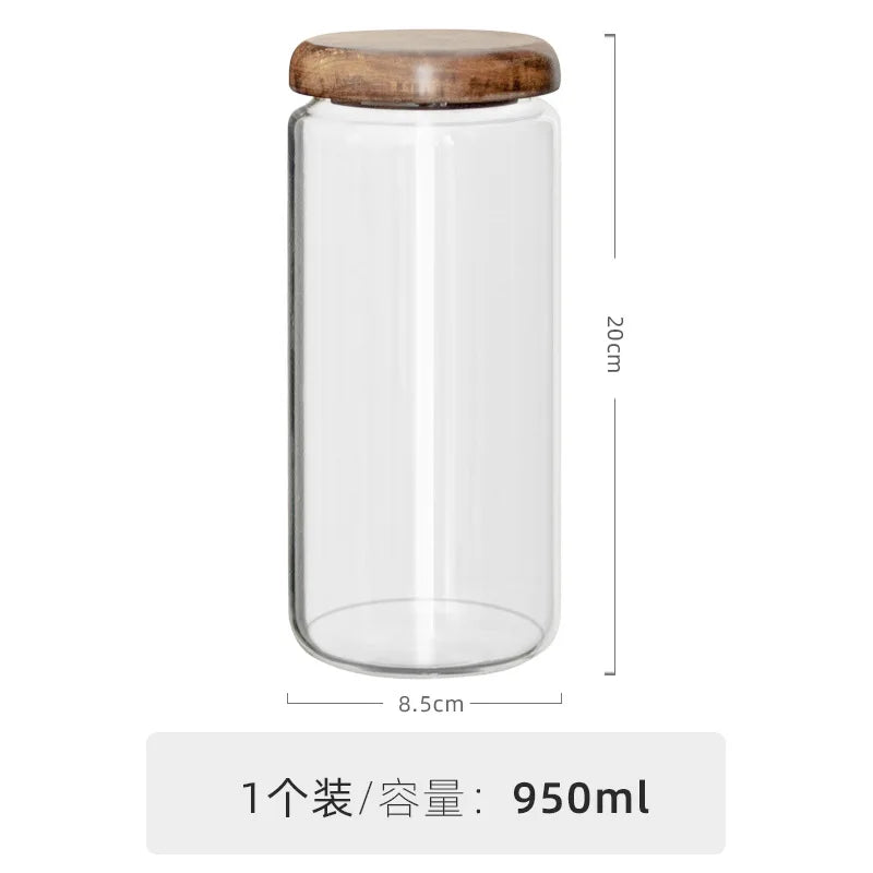 DecorBites™ Glass Spice Jar with Acacia Wood Lid, 10oz Airtight Storage Container