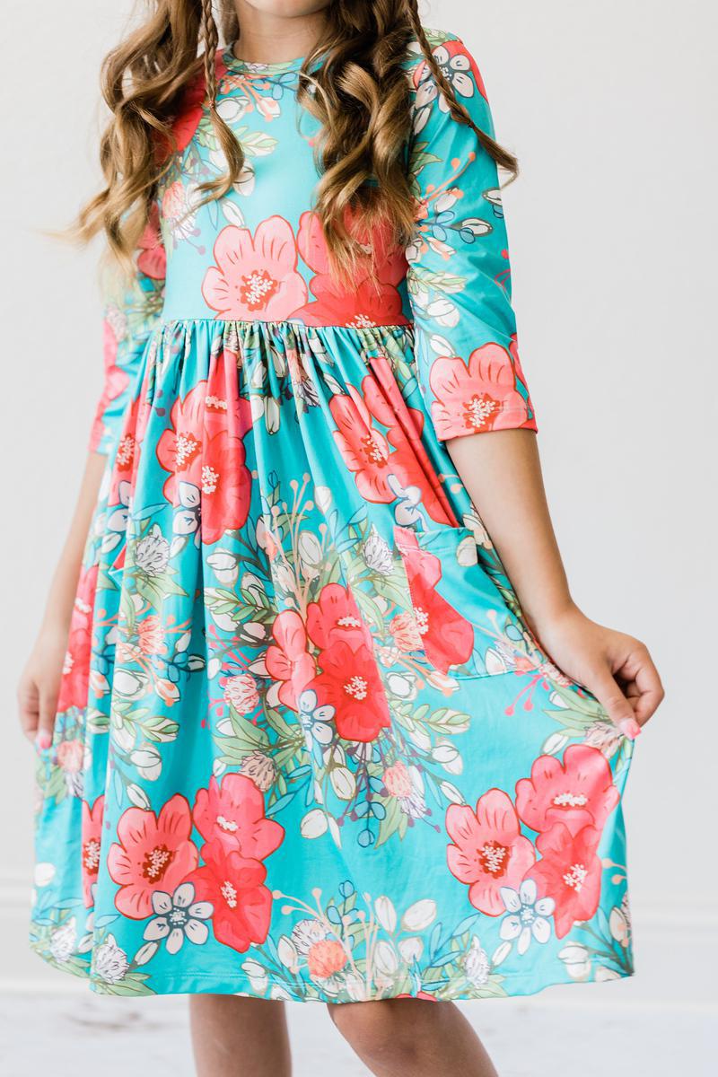 SALE After the Rain 3/4 Sleeve Pocket Twirl Dress