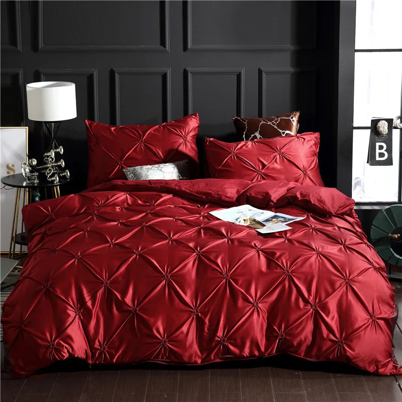 DecorBites™ Chiffon Flower Design Duvet Cover Set with Pillow Cases - Soft Polyester Bedding