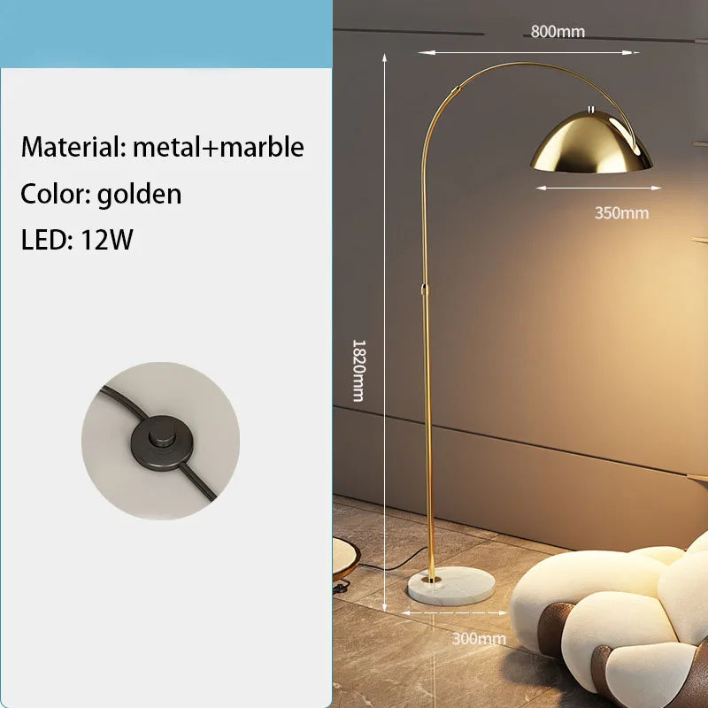 DecorBites™ LED Floor Lamp Gold Black Metal Minimalist Modern Living Room Light