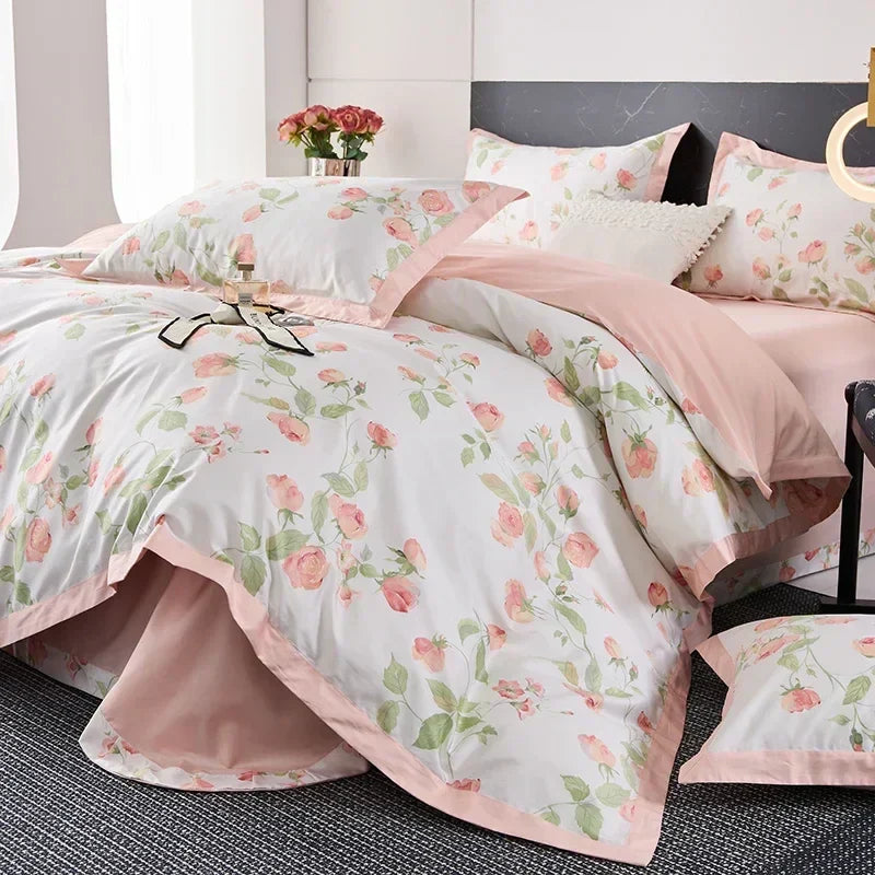 DecorBites™ Egyptian Cotton Bedding Set Queen King Ru Double Size Print Bed Linens