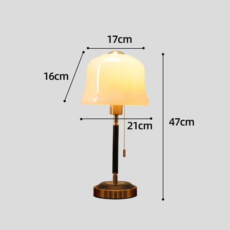DecorBites™ Cream Glass Mushroom Table Lamp for Warmly Lit Romantic Ambiance
