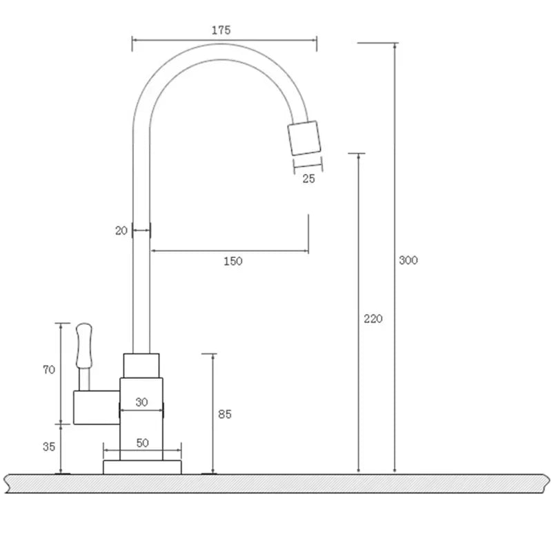 DecorBites™ Brass Classic Cold Water Kitchen Faucet, Single Lever Gooseneck Tap, Bronze Brushed Finish