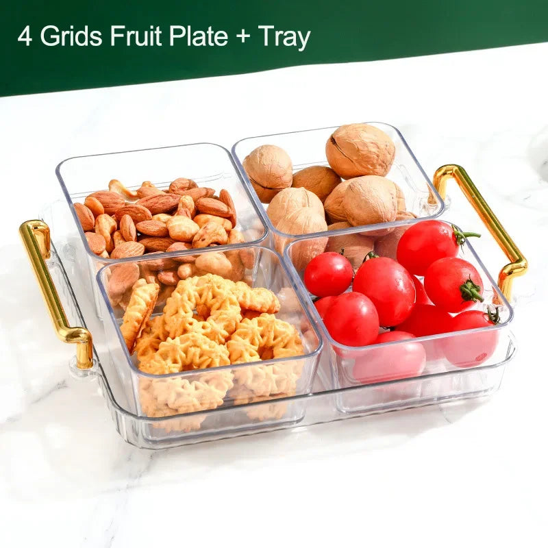 DecorBites™ 6-Grid Divided Fruit Plate Snack Dish Dry Fruit Tray Light Luxury Tray