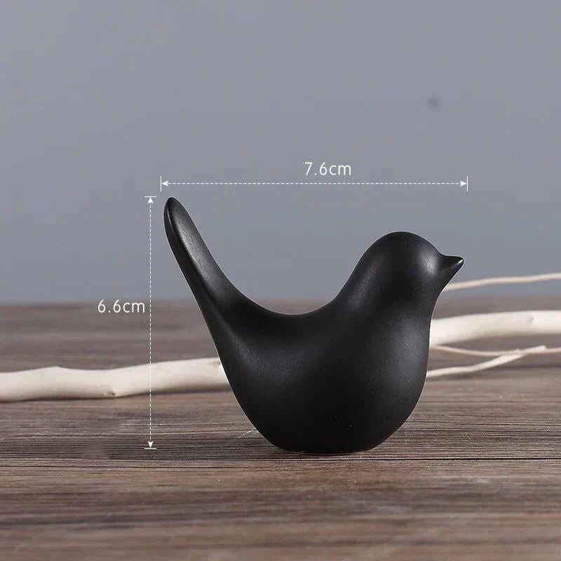 DecorBites™ Bird Figurine Set Nordic Ceramic Black White Table Sculptural Ornament